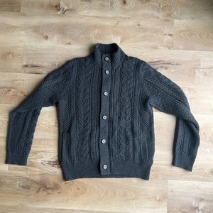 Vince Cardigan Sweater Mens Gray Cable Knit Zip/Button Up Wool